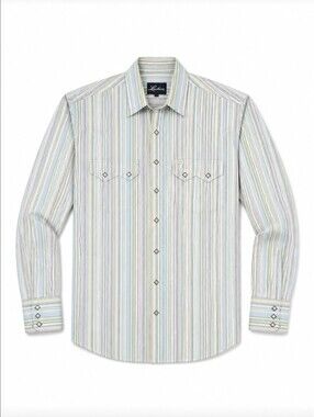 Lucchese Classics Vintage Stripe Pearl Snap Western Shirt Mens Large Square Snap